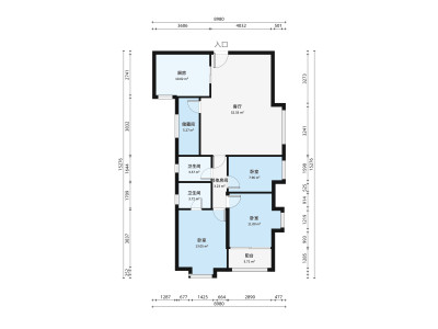 置富花园小区3室1厅户型图2