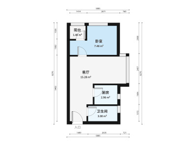 凯旋天玺名庭小区1室1厅户型图2