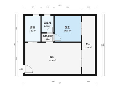 凤岭名都小区1室1厅户型图1