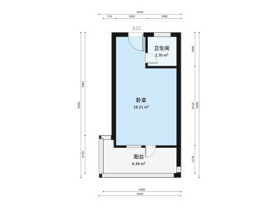 鹏基公寓小区1室1厅户型图1