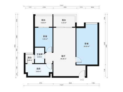 地铁金融城小区2室2厅户型图1