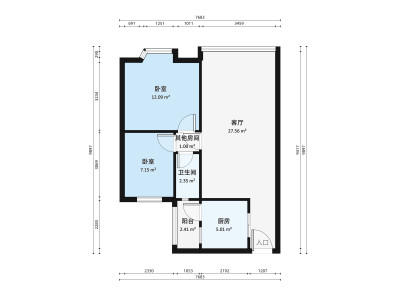 昌盛豪苑二期小区2室1厅户型图2