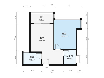 华发首府小区1室2厅户型图1