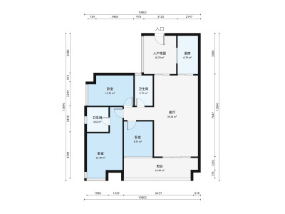 珠光御景湾·御宾府小区3室2厅户型图2