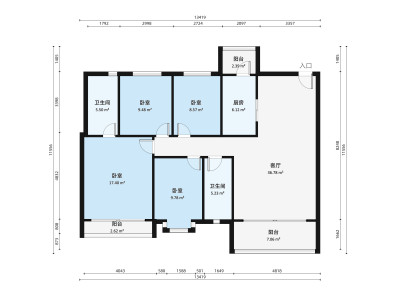 景新花园小区4室2厅户型图2