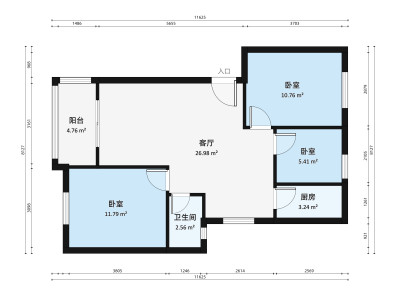 翠花苑小区3室1厅户型图4