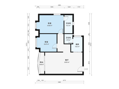 宏景楼三期小区2室2厅户型图1