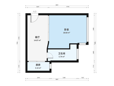彩云居小区1室1厅户型图1