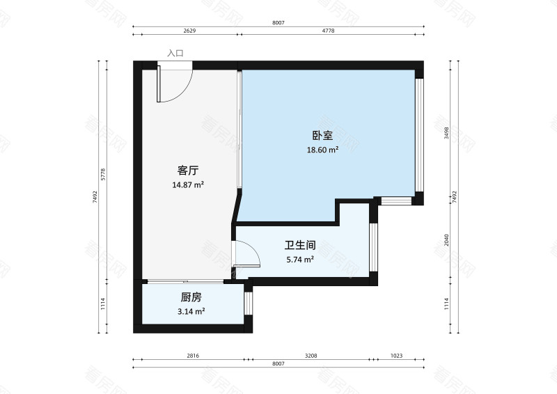 彩云居小区1室1厅户型图