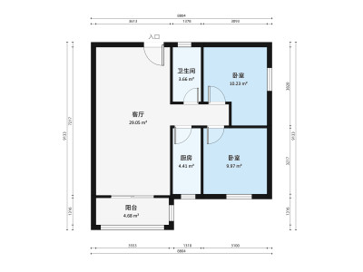 凤山花园二期小区2室2厅户型图1