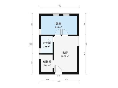 翠竹苑小区1室1厅户型图1