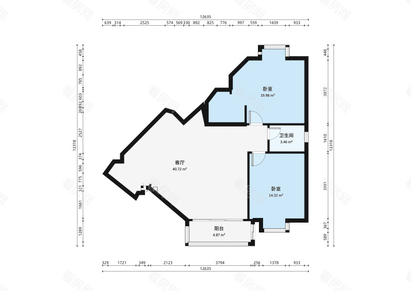 康庭苑小区2室2厅户型图