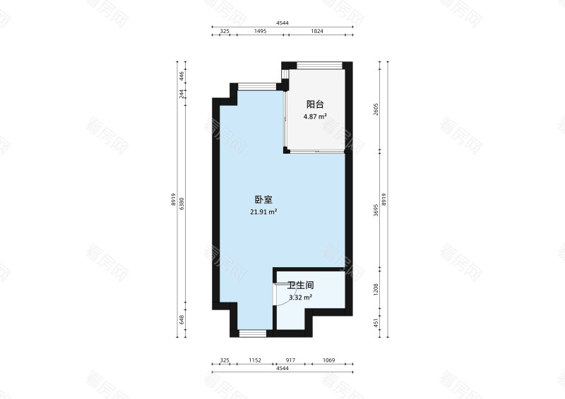 完美金鹰广场小区1室1厅户型图
