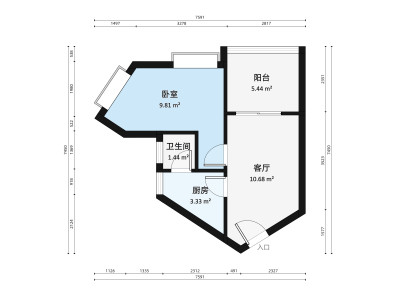 美景豪庭小区1室1厅户型图1