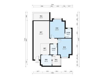 海尚绿洲小区2室2厅户型图1