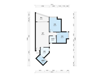桐景花园小区2室2厅户型图1