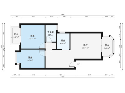 万科四季花城三期小区2室1厅户型图1