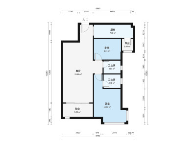 丽景名筑二期小区2室1厅户型图4