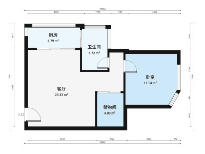 盈翠苑小区2室1厅户型图1