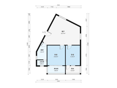 泰华路小区2室2厅户型图1