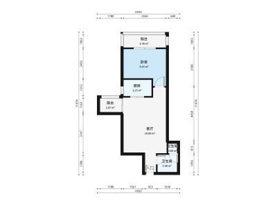 润恒大厦小区1室1厅户型图1