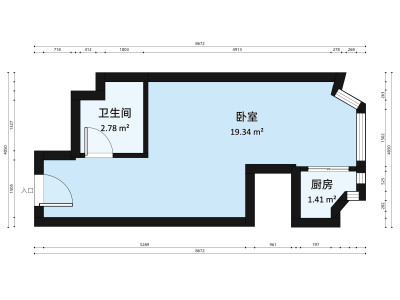 洪湖大厦小区1室0厅户型图4