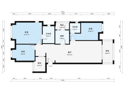 世爵府邸小区3室2厅户型图3
