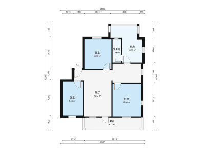文锋中路小区3室2厅户型图1