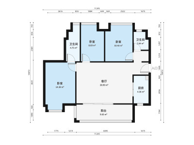 时代城五期小区3室1厅户型图2