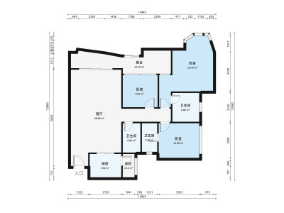君御海城小区3室1厅户型图3