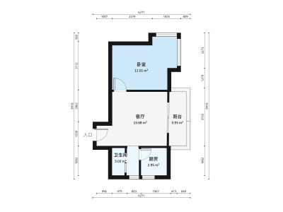 彩天名苑小区1室1厅户型图1