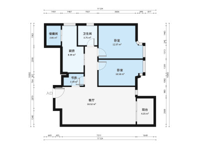 缤纷假日豪园小区2室2厅户型图1