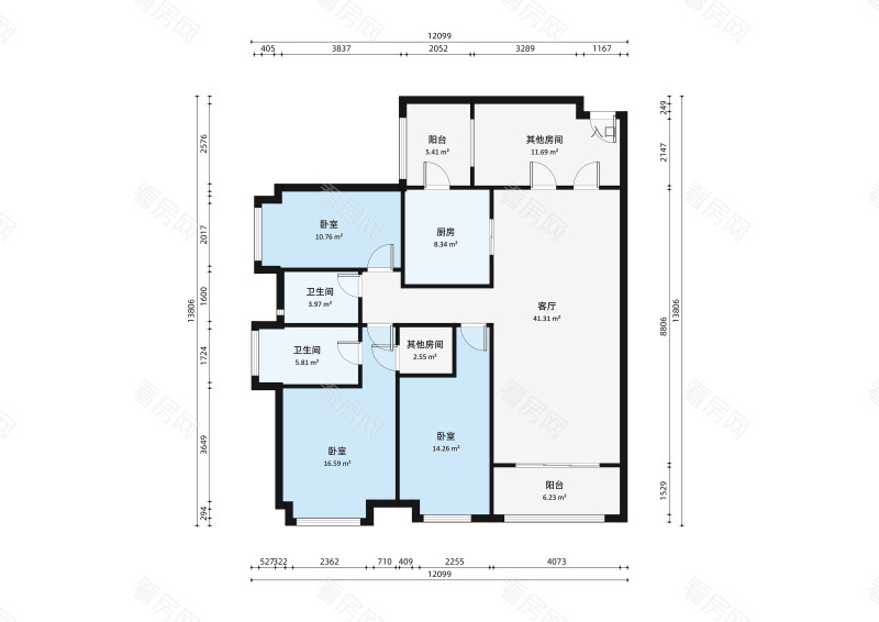 南湾国际小区3室2厅户型图3