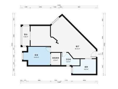 海湾花园西苑小区2室2厅户型图1