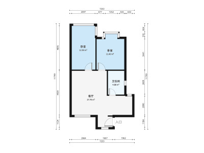 明珠苑东区小区2室1厅户型图1