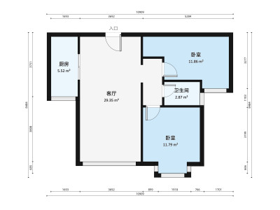 优仕雅苑小区2室2厅户型图1