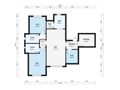 怡翠尊堤小区2室2厅户型图1