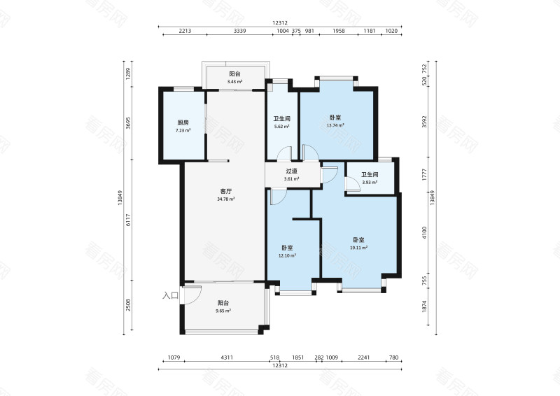 帝景豪庭东区4室2厅户型图1