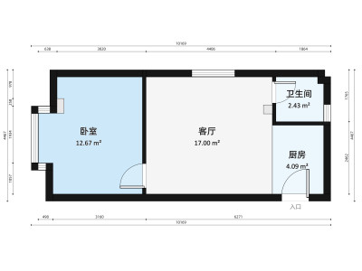 紫茵庭园小区1室1厅户型图1