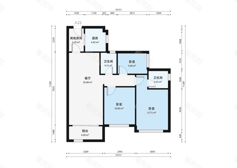 格林泊乐二期小区3室2厅户型图2