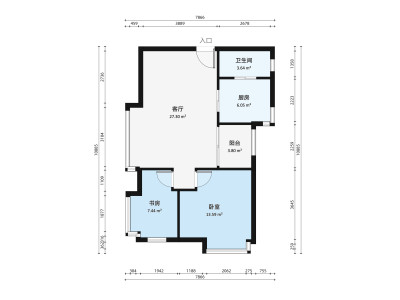 永怡花园南区小区2室1厅户型图3