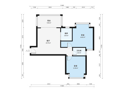 水润嘉园小区2室1厅户型图3