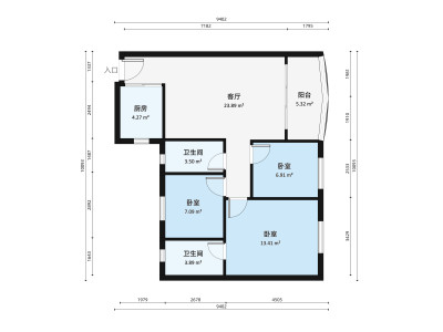 宏业楼小区3室2厅户型图1