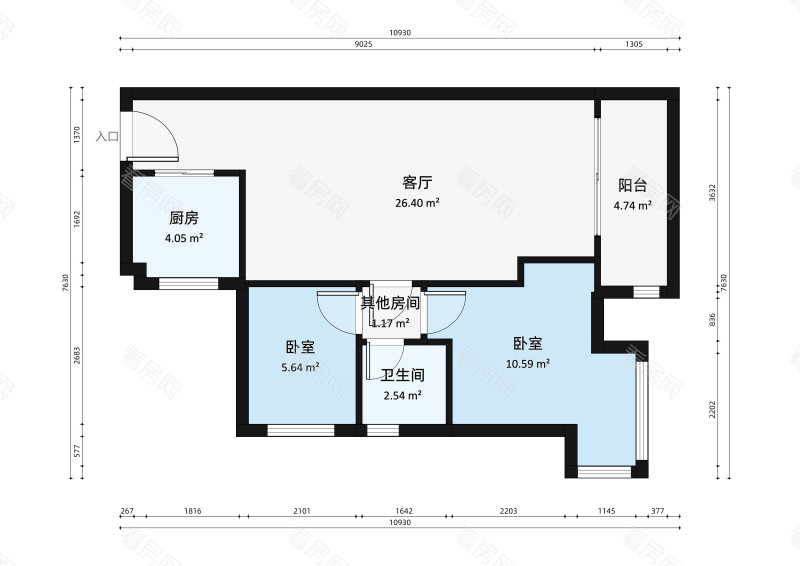 顺景蔷薇山庄四期小区2室2厅户型图3