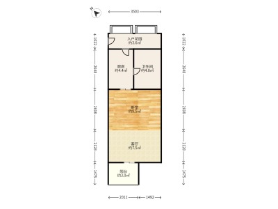 万科四季花城小区1室1厅1卫户型图4