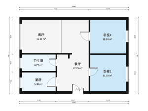 惠和园小区 2室2厅 69.53㎡ 精装_惠和园小区二手房户型图片2