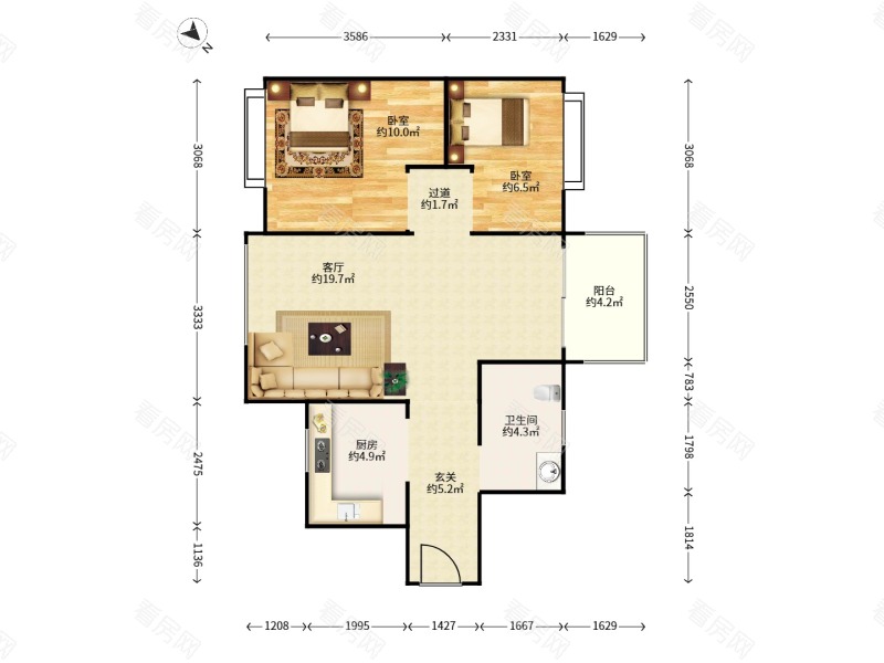 秀乐公馆 2室1厅 75㎡ 满五唯一_秀乐公馆二手房户型图片8