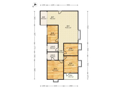 置富花园小区4室2厅2卫户型图1