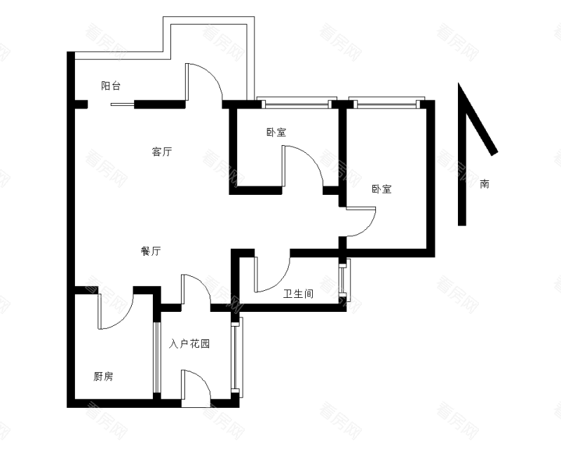 时代倾城三期小区2室2厅1卫户型图15