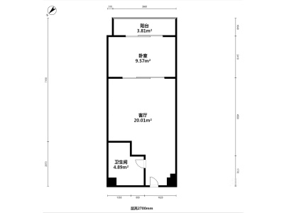 合正汇一城小区1室1厅1卫户型图2